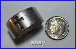 James Avery Retired Sterling Wide Cigar Cross Ring Old, Rare & Heavy! Size 10