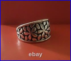 James Avery Retired Thick Sterling Silver Spring Blossom Flower Ring Size 10