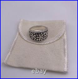 James Avery Retired Thick Sterling Silver Spring Blossom Flower Ring Size 9.75
