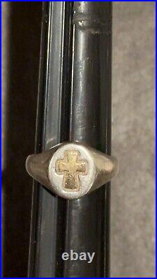 James Avery Retired Vintage 14kt Gold Cross Sterling Silver Band Ring