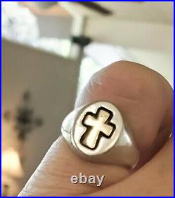 James Avery Retired Vintage 14kt Gold Cross Sterling Silver Band Ring CUTE