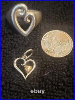 James Avery Ring And Pendant Sterling Silver 14k Gold 2 Item lot package