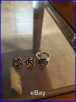 James Avery Rose Blossom Ring And Large Rose Earrings Size 7