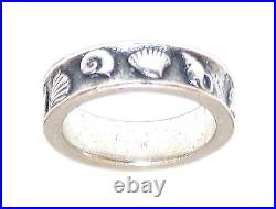 James Avery STERLING SILVER Nice SEA SHELL Beach Theme BAND RING Sz 3.25