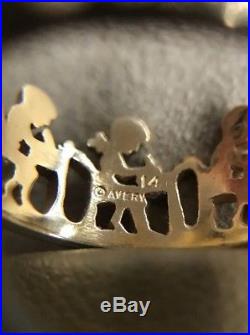 James Avery School Children at Desks Ring 14k Yellow Gold Band Retired Size 7