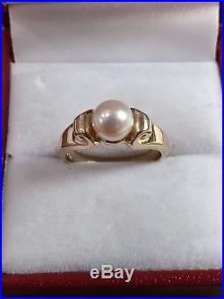 James Avery Scroll Ring with Cultured Pearl 14k yellow gold Size 5.5