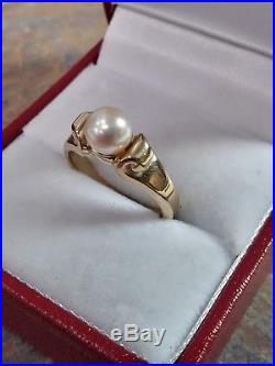 James Avery Scroll Ring with Cultured Pearl 14k yellow gold Size 5.5