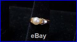 James Avery Scroll Ring with Cultured Pearl 14k yellow gold Size 6.5