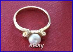 James Avery Scroll Ring with Cultured Pearl 14k yellow gold Size 7