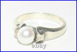 James Avery Scroll Ring with Pearl, Cultured Sterling Silver Size 9