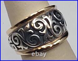 James Avery Scrolled Fleur De Lis Ring Size 6.5 in 14k Gold and Sterling Silver