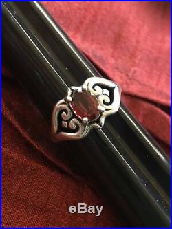James Avery Scrolled Heart Ring with Garnet 925 STERLING SILVER Size 8.75-9.0