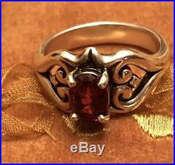 James Avery Scrolled Heart Ring with Garnet 925 STERLING SILVER Size 8.75-9.0