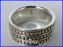 James Avery Signed Sterling Silver Retired 3 Row Caviar Bead Wedding / Band Ring