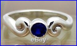 James Avery Silver Petite Swirl Ring WithBlue Sapphire Size 5.5, 2.9G RETIRED