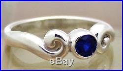 James Avery Silver Petite Swirl Ring WithBlue Sapphire Size 5.5, 2.9G RETIRED