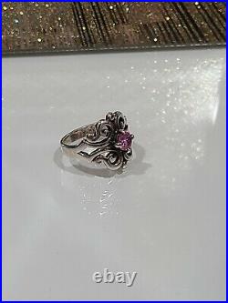 James Avery Silver Spanish Lace Scrolled Swirl Ring Pink Sapphire Sz 6.5 $275