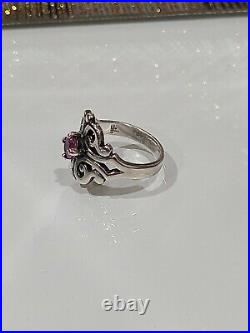 James Avery Silver Spanish Lace Scrolled Swirl Ring Pink Sapphire Sz 6.5 $275