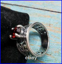 James Avery Size 6 Sterling Silver Adoree Swirl Ring Oval Red Garnet Pre-Owned