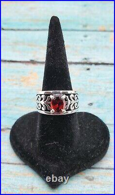 James Avery Size 6 Sterling Silver Adoree Swirl Ring Oval Red Garnet Pre-Owned
