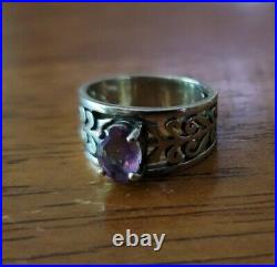 James Avery Size 7.5 Sterling Silver Adoree Swirl Ring Oval Purple Amethyst