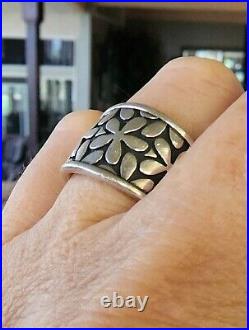 James Avery Size 7 Retired Flower Wide Band Ring PRETTY