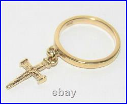 James Avery Smooth Dangle with Nail Cross Charm 14k Gold Ring Size 3