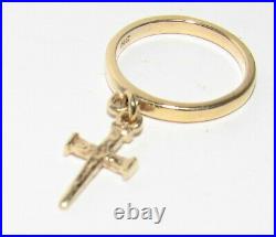 James Avery Smooth Dangle with Nail Cross Charm 14k Gold Ring Size 3