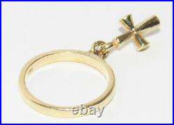 James Avery Smooth Dangle with St. Teresa Cross Charm 14k Gold Ring Size 4