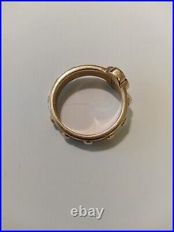 James Avery Solid 14K Gold Ruby Rosary Ring Size 7.5