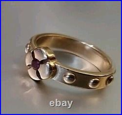 James Avery Solid 14K Gold Ruby Rosary Ring Size 7.5