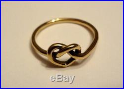 James Avery Solid 14k Yellow Gold Delicate Heart Knot Ring Size 7.0