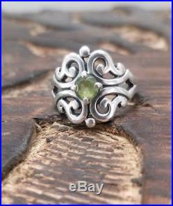 James Avery Spanish Lace Ring with Peridot Sz 6 Sterling Silver. 925