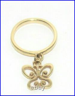 James Avery Spring Butterfly Dangle Ring, Hammered 14k Gold Retired Size 3.5