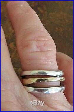 James Avery Stacked Hammered/Pounded Silver and Gold ring size 7.5 retired