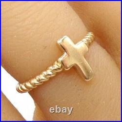 James Avery Standing Cross Twisted Cable Band 14K Yellow Gold Ring Size 5.5 LLE2