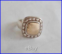 James Avery Sterling & 14K Yellow Gold Square Beaded Dome Ring Sz 4 RETIRED