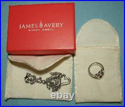James Avery Sterling Heart to Heart Necklace and Ring Set 18 Chain & Ring sz 5