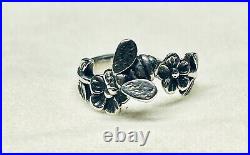 James Avery Sterling Honey Bee & Flower Ring Size 3.5 Retired Design With Box