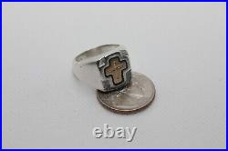 James Avery Sterling Silver 14K Gold Cross Ring Size 9 Retired Pre Owned