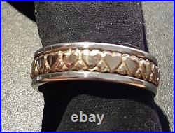 James Avery Sterling Silver & 14K Gold ETERNAL HEARTS Band Ring 6.5 (retired)