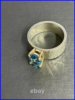 James Avery Sterling Silver & 14K Gold Julietta Ring with Blue Topaz Ring Size6