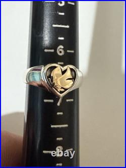 James Avery Sterling Silver 14K Yellow Gold Dove of Peace Ring Size 6.5