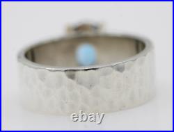 James Avery Sterling Silver & 14K Yellow Gold Faceted Blue Topaz Size 7