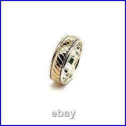 James Avery Sterling Silver & 14K Yellow Gold Fluted Men's Wedding Band Size 11