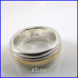 James Avery Sterling Silver 14K Yellow Gold Ring Wedding Band SZ 8 LHA2