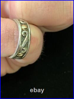 James Avery Sterling Silver & 14k Gold Band Ring Size 6 S PATTERN