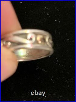 James Avery Sterling Silver & 14k Gold Band Ring Size 6 S PATTERN