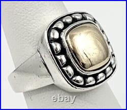 James Avery Sterling Silver 14k Gold Beaded Square Dome Ring Size 6 RETIRED