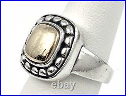 James Avery Sterling Silver 14k Gold Beaded Square Dome Ring Size 6 RETIRED